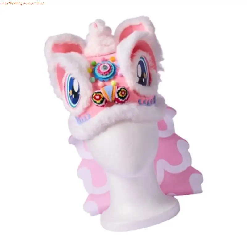 G92D New Year Lions Dance Hat DIY Lions Dance Hat Making Materials Set Chinese Dragon Head Cap for Party New Year Decorations