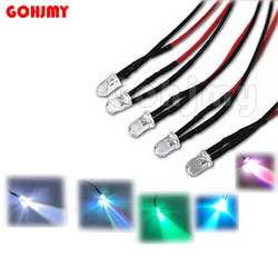 10 PZ 3 V 5 V 12 V 24 V DC 5mm Diodi LED Acqua Trasparente Rosso Verde Blu Giallo Arancione Bianco RGB Precablato 20 cm Cavo