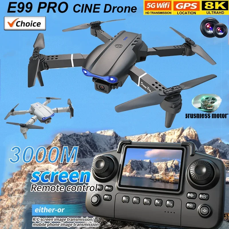 E99 Pro Drone with 8K HD Camera Remote Control Quadcopter Four Axis Aircraft Altitude Hold GPS Flying Toy for Aerial Photography