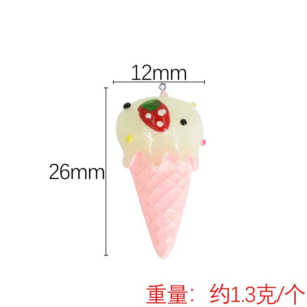 10Pcs Kawaii Resin Ice Cream Charms Pendants For Jewelry Making Earring Necklace Bracelet DIY Crafts Dollhouse Accessories