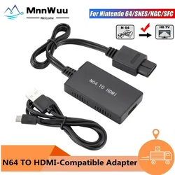 MnnWuu 720P/1080P N64 to HDMI-compatible Converter Game Console Adapter Plug and Play HD Cable Adapter for Nintendo 64/NGC/SNES