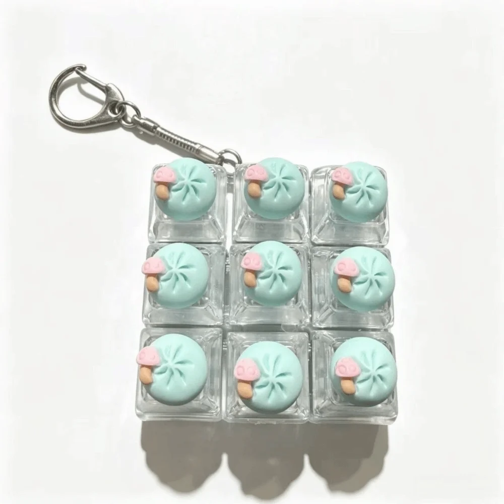 Finger Button Anti-stress Pendant Stress Relief Foods Clicker Fidget Keychain Pass The Time Bag Charms Finger Keyboard Cap