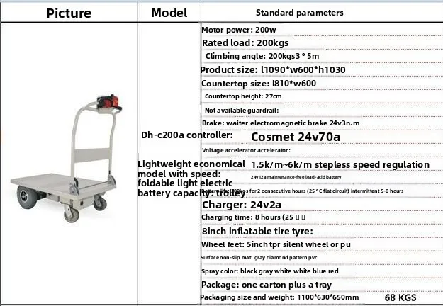 Carrello elettrico a quattro ruote per camion