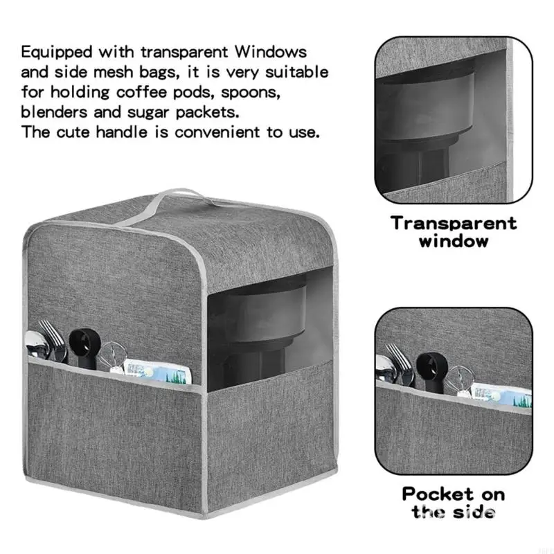J6PE Dust Pust -Reestaint Appliance Cover для кофейных машин с прозрачным окном и ручкой