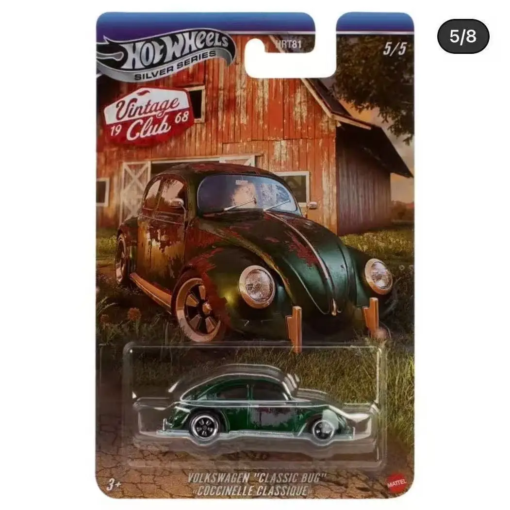ماتيل 2025 منتج جديد عجلات ساخنة نادي كلاسيكي موستانج بورش 911 فولكس فاجن بيتل ريترو سبيكة نموذج سيارة Hrt81 التسمية الفضية يموت الصب نموذج سيارة هدية عيد ميلاد #6