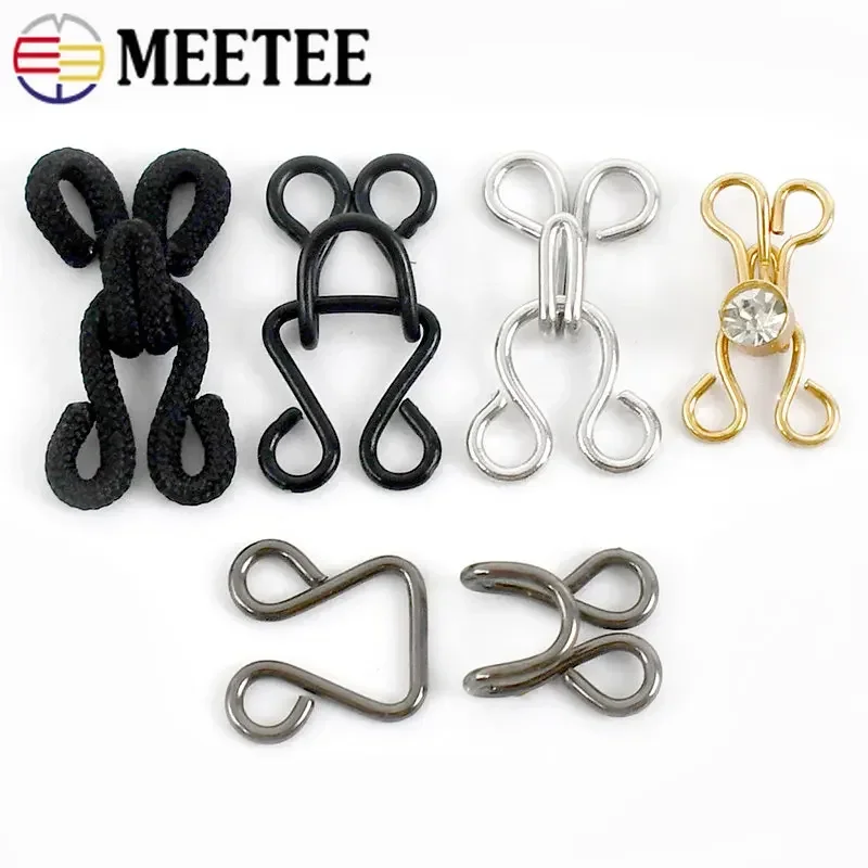 30/50Sets Metal Invisible Hook Button Adjuster Buckles Bikini Bra Pants Skirt Jacket Underwear Sewing Craft Supplies Accessories