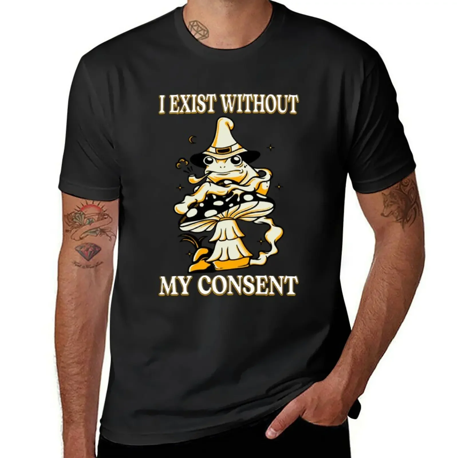 I Exist Without My Consent Frog Funny Surreal Meme Me IR T-Shirt anime stuff plain graphics men tshirt