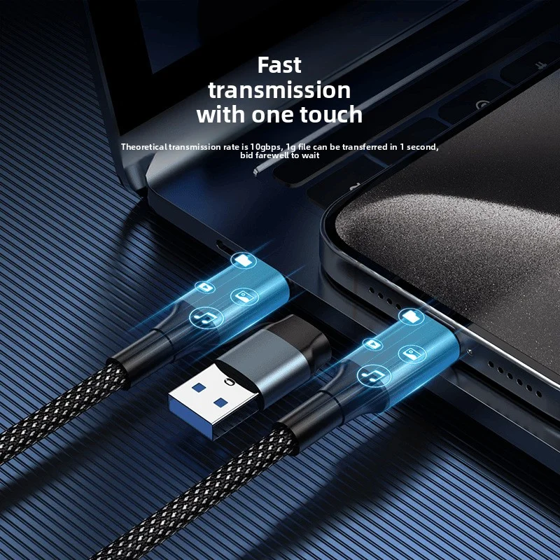 2 في 1 كابل بيانات كامل الوظائف PD240W شحن سريع 4k شاشة 10gbps ذكر إلى ذكر كابل القرص الصلب للكمبيوتر المحمول آيفون 15 برو #1