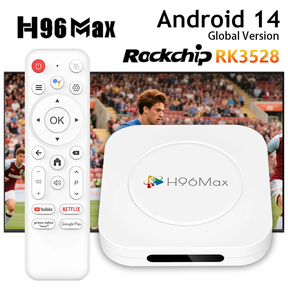 H96 MAX M1 Plus Android 14.0 TV BOX RK3528 WIFI6 8K HDR10 LAN 100M BT5.4 Голосовой помощник Медиаплеер Smart TV Box