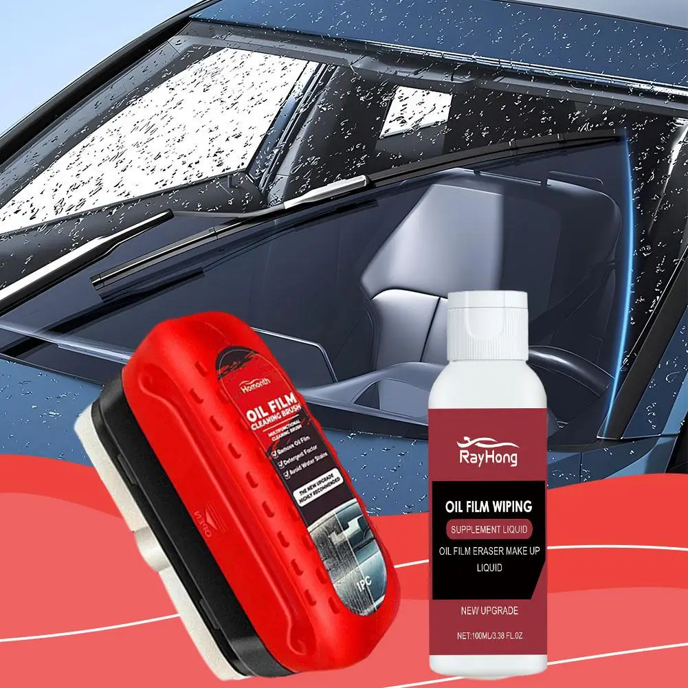 

New Car Glass Glossy Powerful Car Windshield Cleaner Oil Film Remover Car Window Glass Cleaner Removes Dirt Car Cleaning Brush