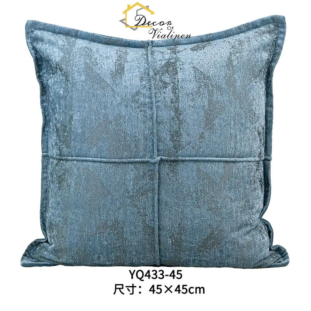 Modern minimalist Chinese style living room sofa pillow cover, light luxury luster, small texture, lake blue pillow cushion