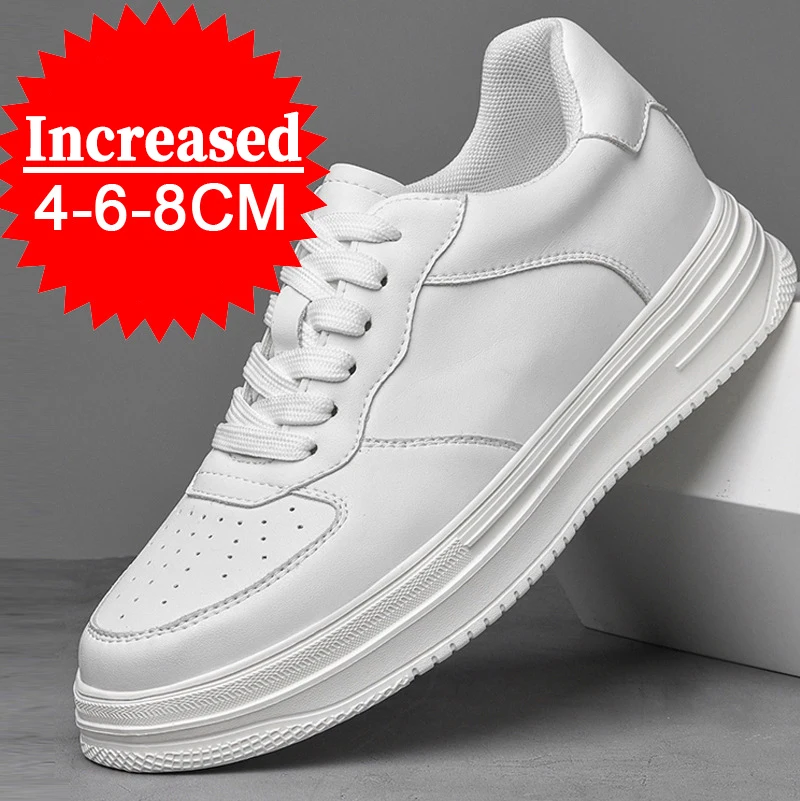 

Fashion Lift Sneakers Man Elevator Shoes Height Increase Insole 8cm Genuine Leather Taller Shoes Men Leisure Sports Plus Size 44