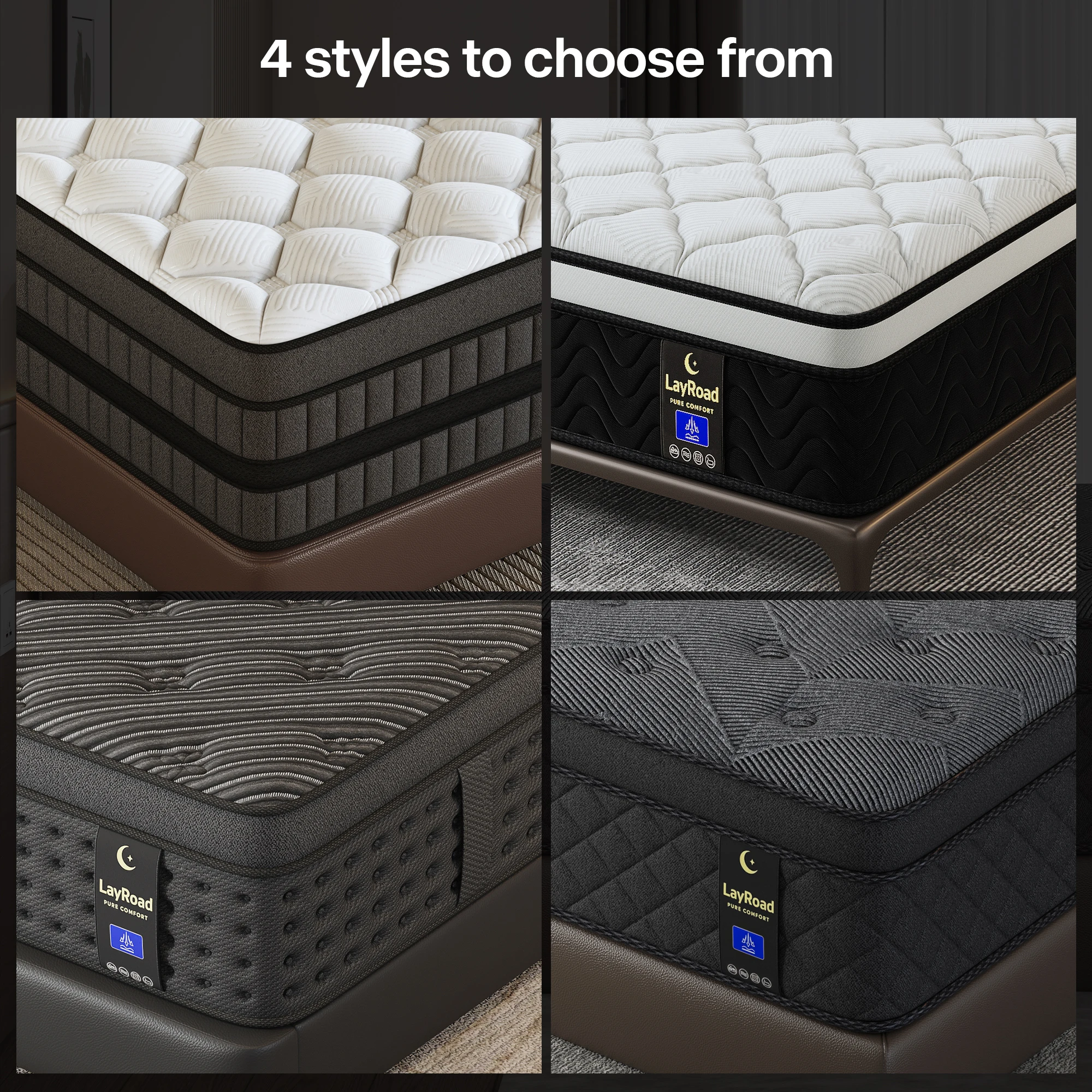 

Матрас LayRoad 12 дюймов из пены с эффектом памяти и пружинами, размеры Twin, Full, Queen, King, в коробке, средней жесткости, с усиленной поддержкой по периметру.