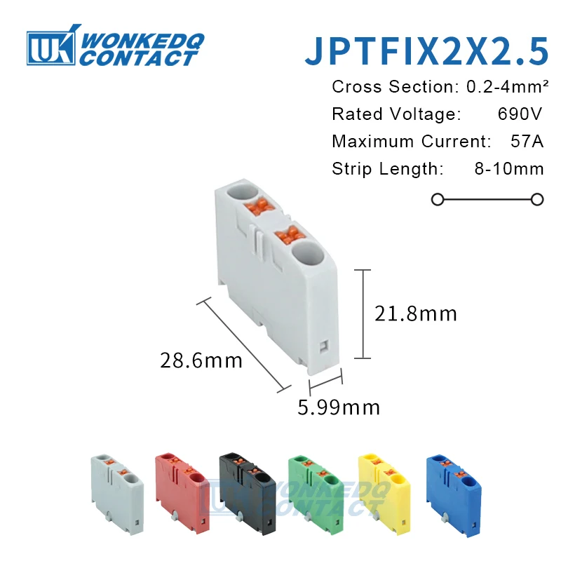 Verteilerblock PTFIX 2,5 mm2 2/4/6/7/12/13/18/19 Anschluss Push-in Electric Power Terminal Block Connector Mount on DIN Rail
