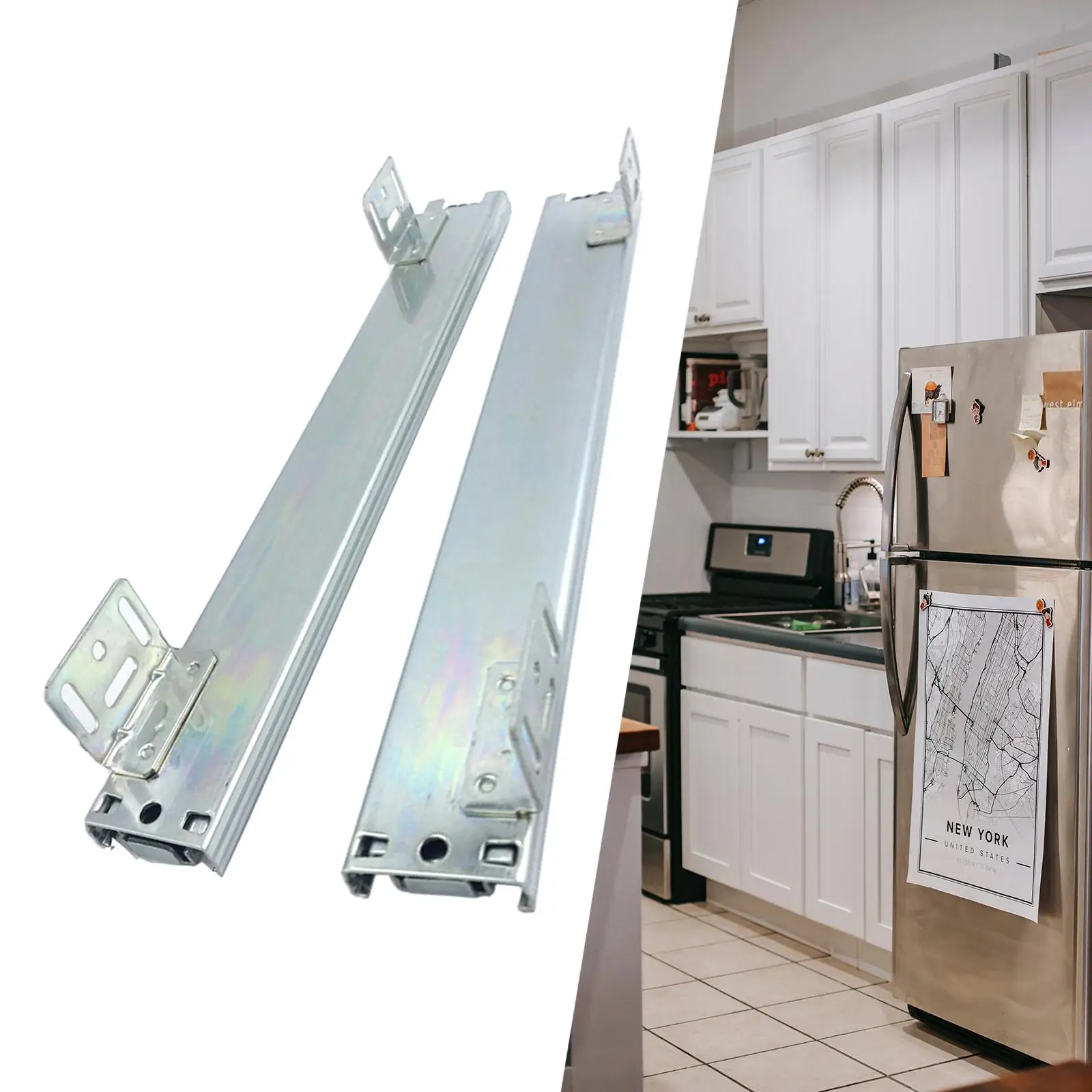 

2 Pieces Drawer Slides Rails Track Metal Full Extension Runners Side Mount Ball
