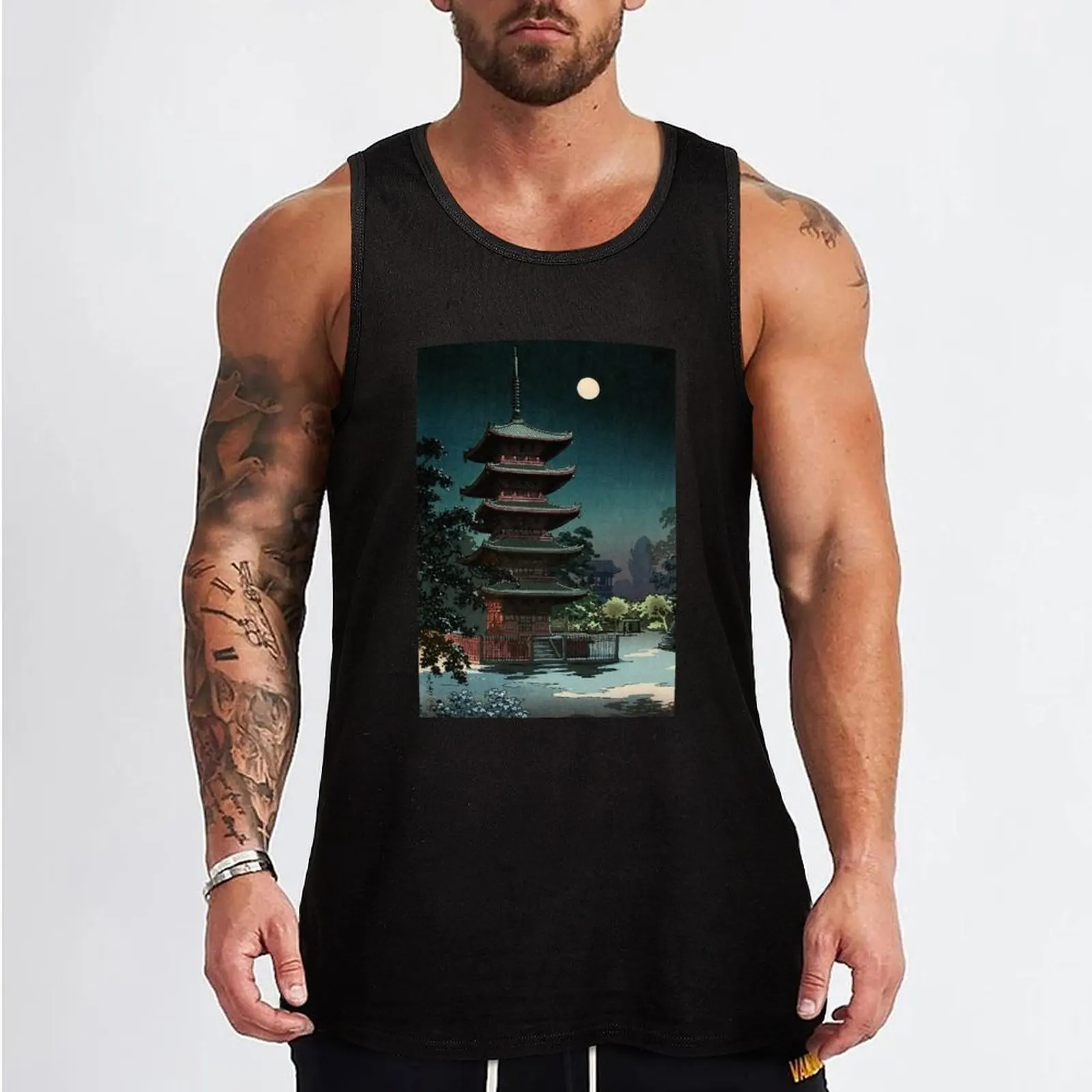 Asakusa Kinryuzan Temple Tsuchiya Koitsu Tank Top T-shirt male gym for men gym Men's t-shirts