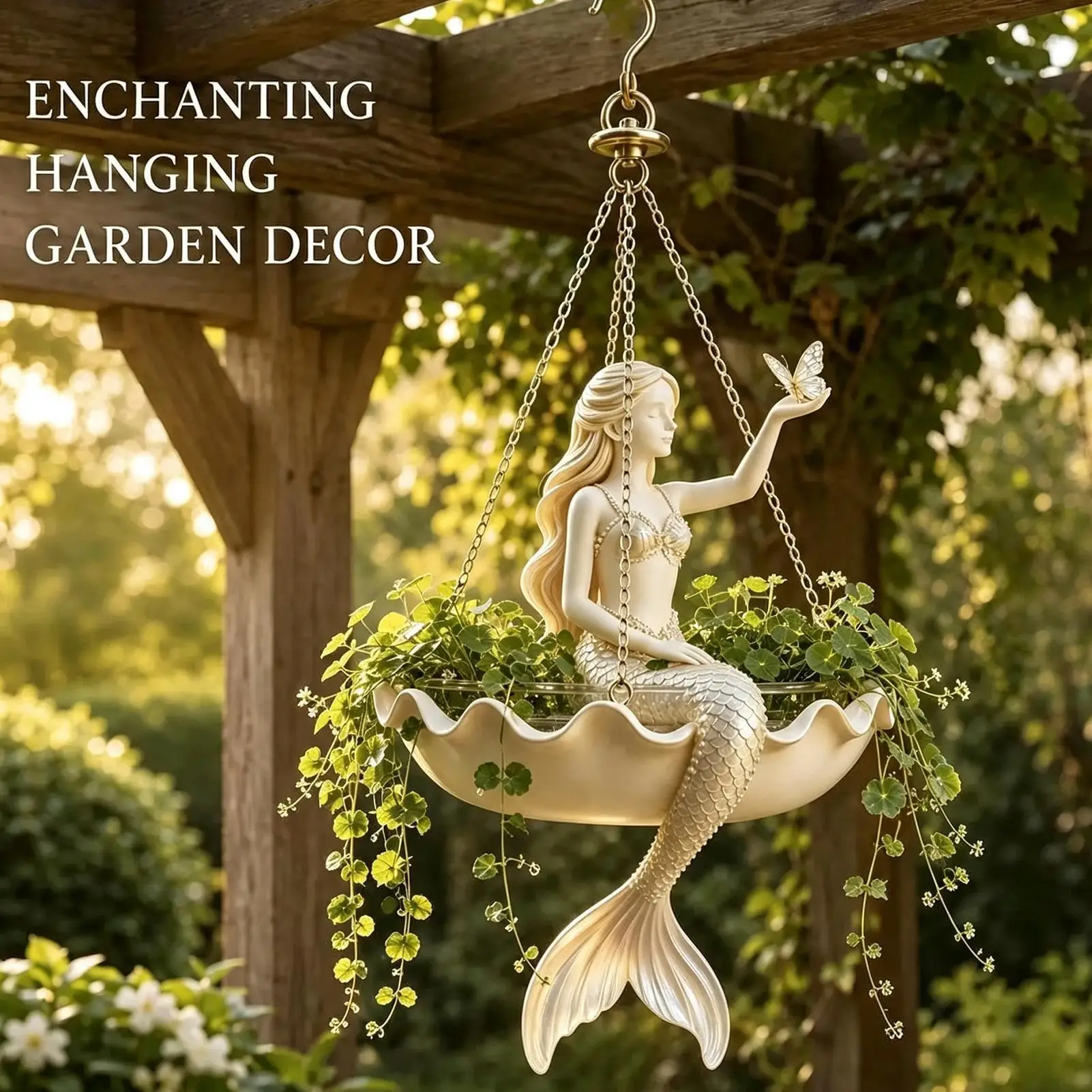 Plant Pots Decorative Creative Mermaid Shape Hangable Hangable Flower Pot for Indoor Outdoor Home Balcony Office Living Room