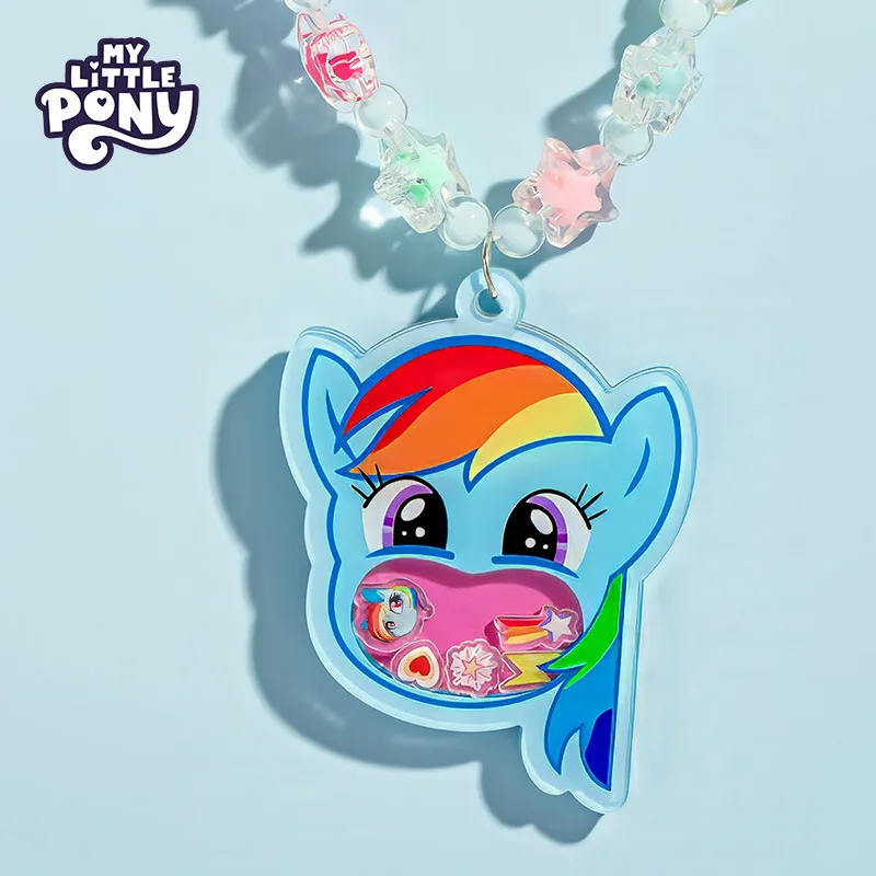 ชุดสร้อยคอเด็กมายลิตเติ้ลโพนี่ สร้อยข้อมือแหวนเครื่องประดับน่ารักจากอนิเมะมายลิตเติ้ลโพนี่ ของขวัญวันเกิดสำหรับเด็กผู้หญิง ของเล่นร็อคเกอร์ อุปกรณ์เสริม