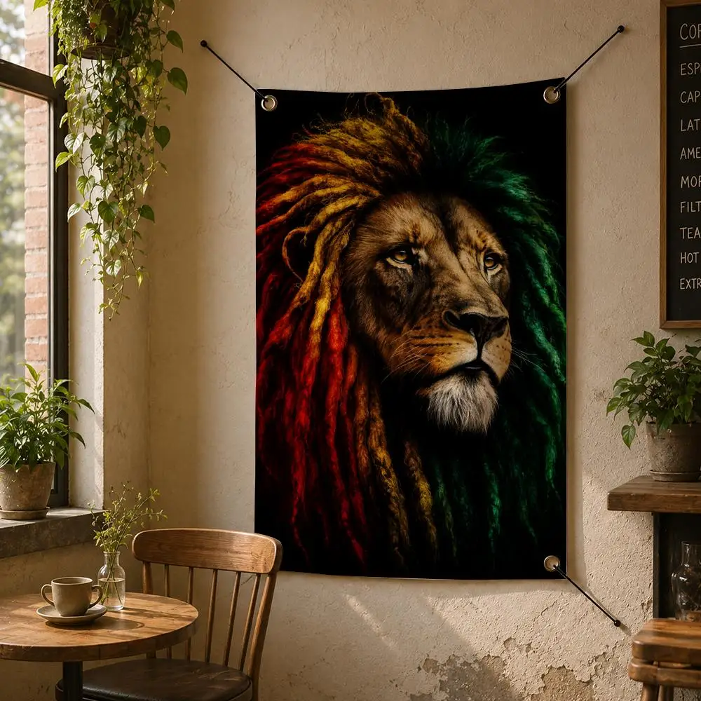 Culture Reggae Rasta Lions Flags Flag Banner Wall Hanging for Bedroom Dorm Room Home Bar Party Indoor Outdoor Wall Decor