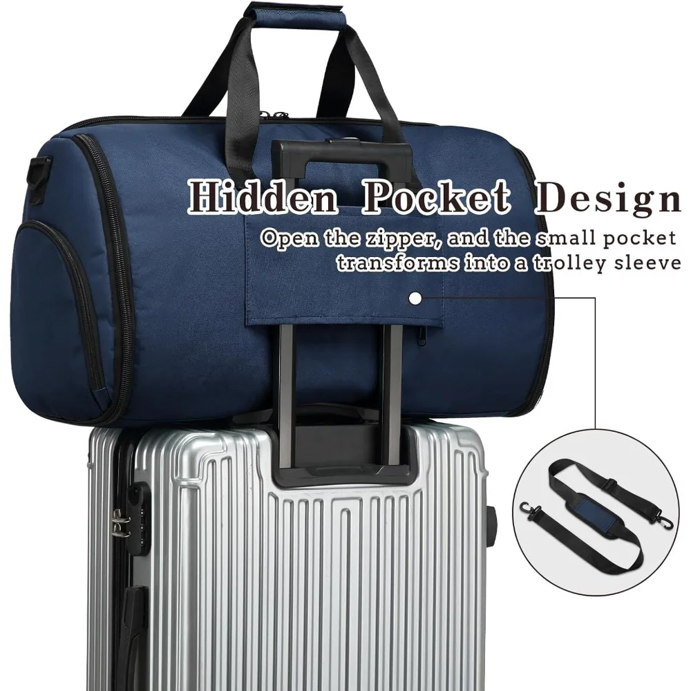 حقائب سفر واق من المطر - عطلة نهاية الأسبوع سعة 45 لترًا لرحلات يومين، خالية من التجاعيد، حجرة أحذية منفصلة