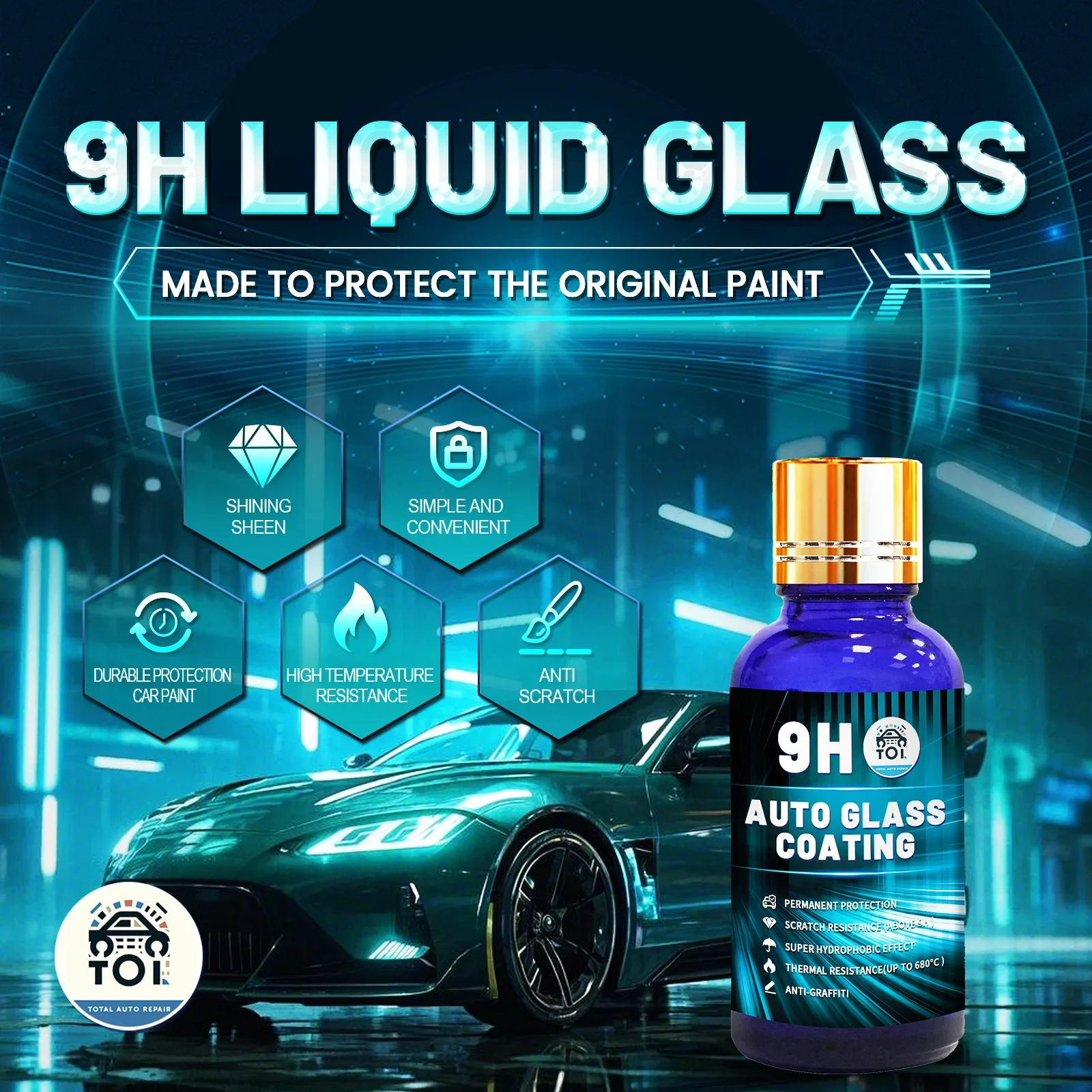 

2 комплекта 9H жидкого стекла для кристаллизации автомобильной краски 1,01 унции | Профессиональное автомобильное керамическое покрытие | Термостойкий