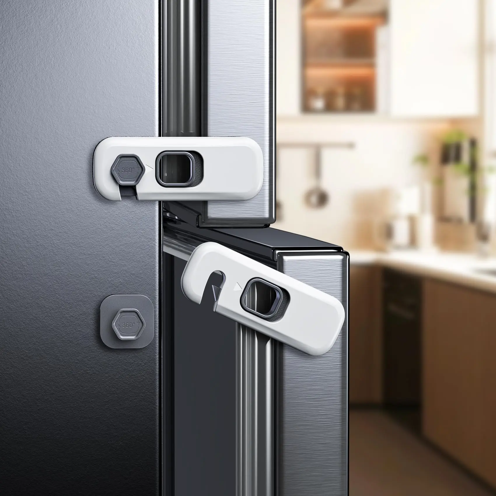

5 Pack Child Proof Refrigerator Lock, Fridge Locks for Kids with Sticky Adhesive Pads, Child Safety Locks for Doors, RV Refriger