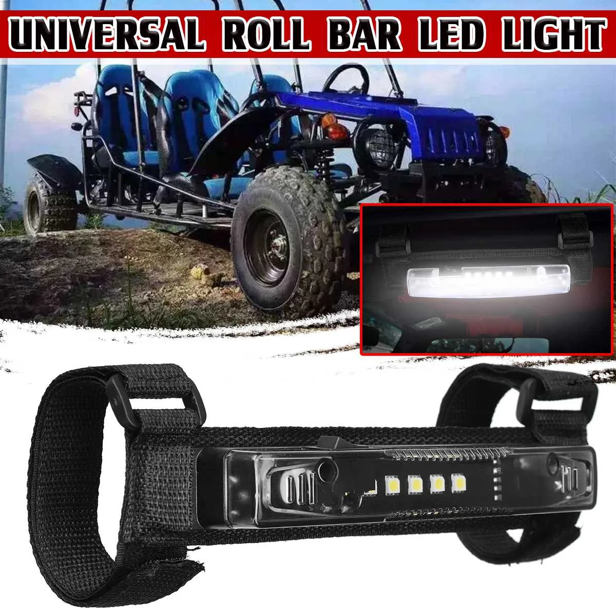 LED UTV ATV Roll Bar Light Universal Roll Bar Mount Bracket Holder Dome Work Light For Car Truck Off Road Golf Cart Motorcycle