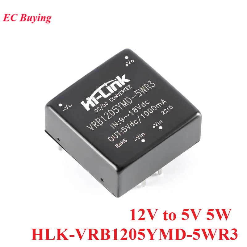 5W DC DC 12V to 5V 1000mA HLK-5D1205 HLK-VRB1205YMD-5WR3 DC-DC Isolated Non Regulated Converter Power Supply Module