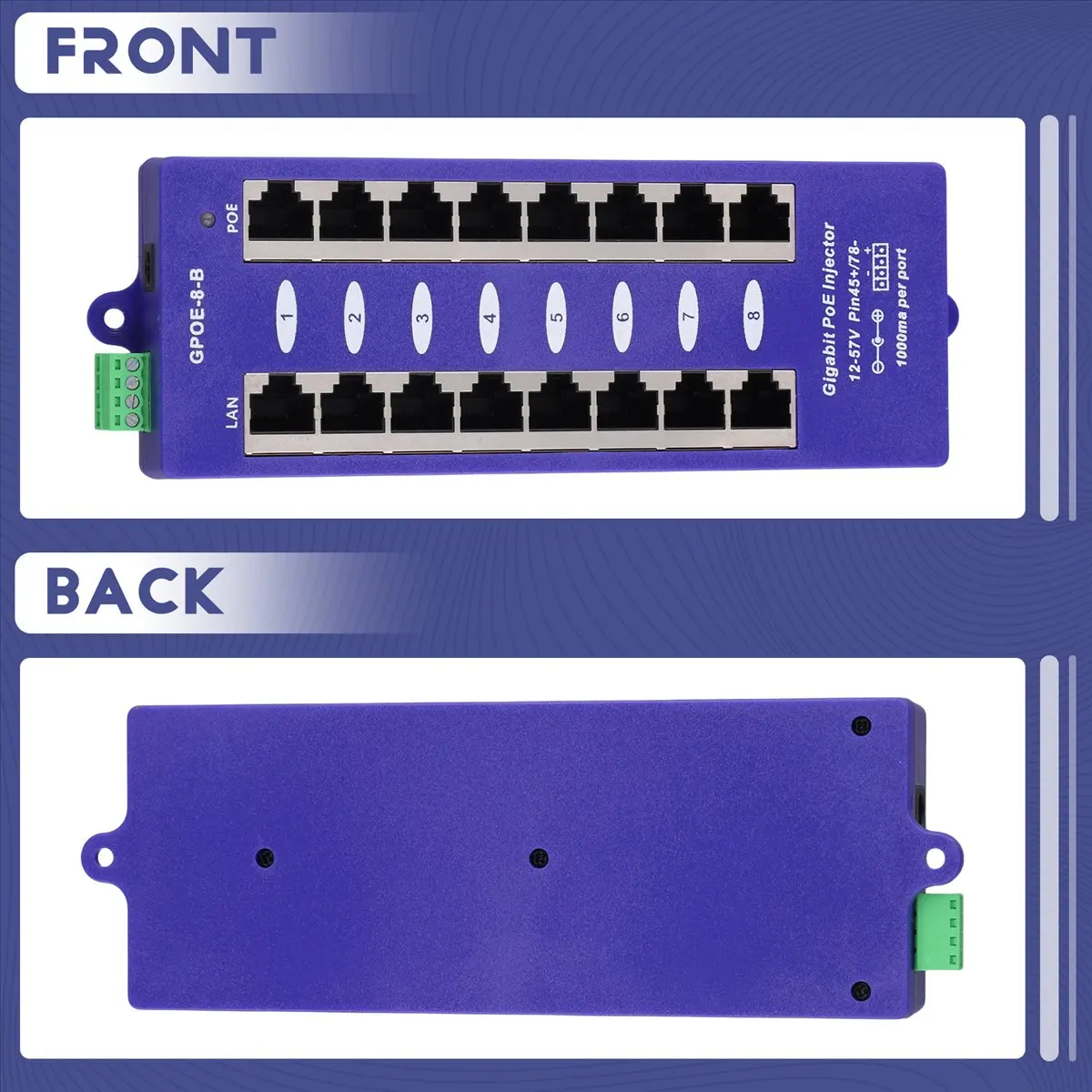 【Инжектор Power over Ethernet】 Новый 802.3af Mid-Span PoE инжектор, режим B(4/5+,7/8-), пассивный гигабитный 8-портовый PoE инжектор для UBNT