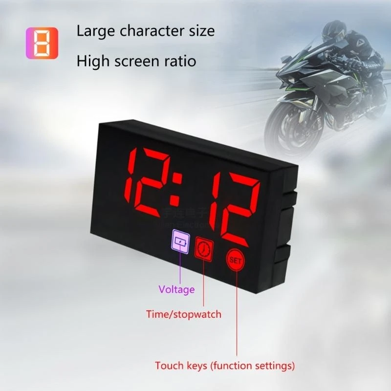 Multifunction Voltimetro Digital Time Clock Thermometer Voltmeter DC12V 3 In 1 LED Display for Motorbike Boats Car H9EE