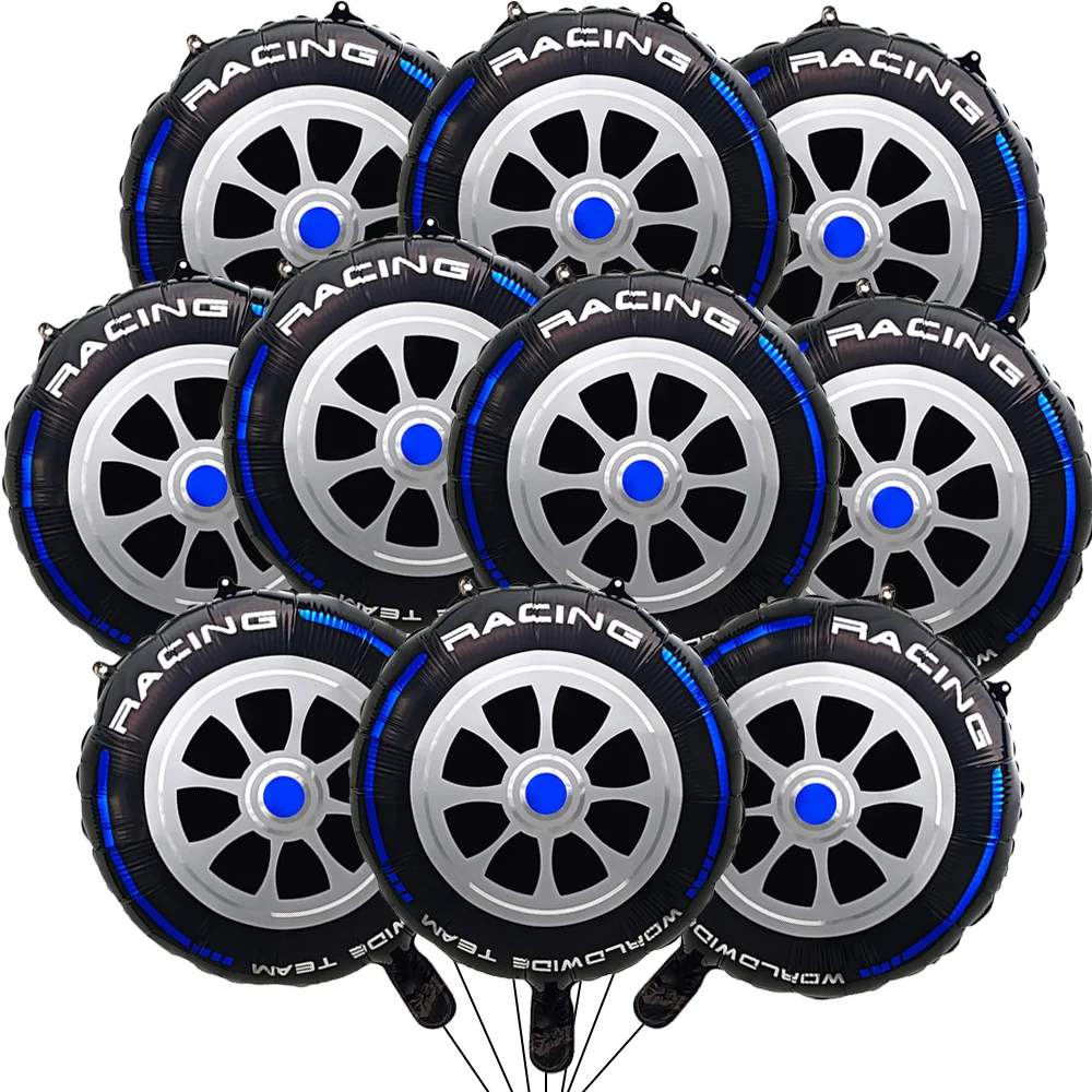 5-50 Stück Blaue Auto-Radballons Reifenballons Rennreifenballons für Rennwagen Geburtstagsparty Dekorationen