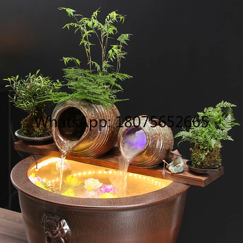 With flowing water, courtyard landscape decoration, oxygen supply and filter ceramic accessories