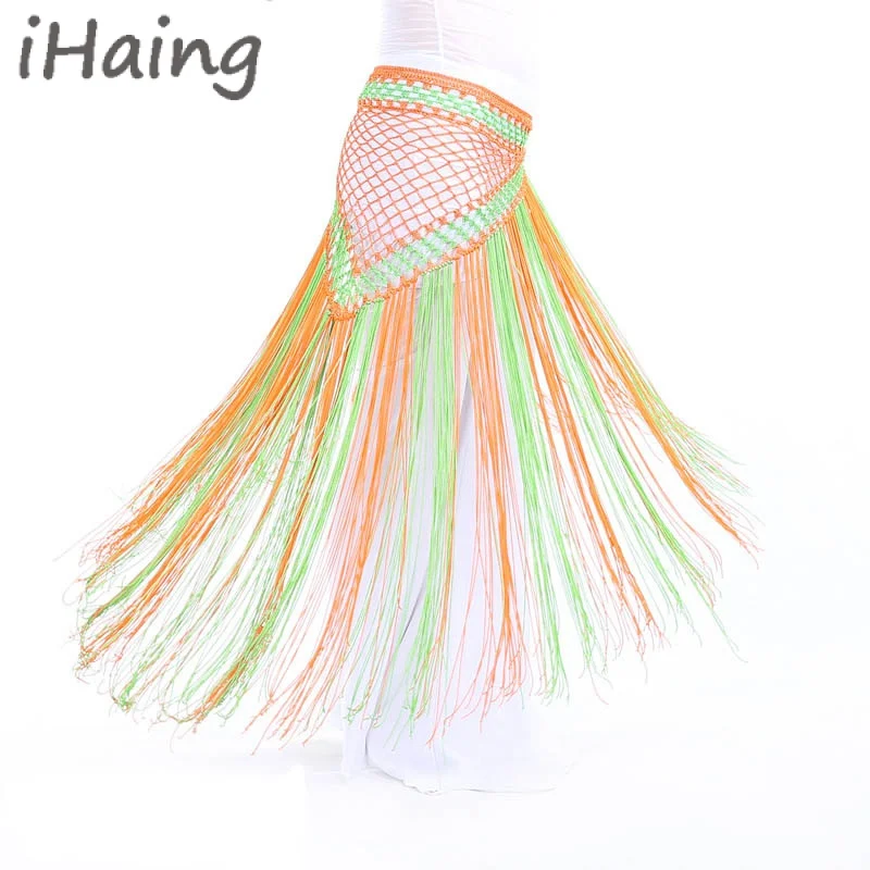 Lady's oriental belly dance fringe tassel hip scarf hollow Spanish belt skirt mermaid wrap towel waist chain dancewear suit