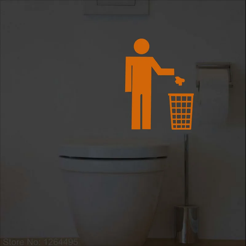 مضحك الكرتون مضيئة المرحاض ملصقا توهج في الظلام أبواب الحمامات تسجيل ملصق الحمام WC لاصقة تزيين غرفة الاطفال ديكور #3