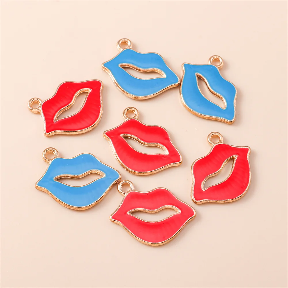 Leslie 10 Stück/Lot Mädchen-Anhänger mit süßen roten Lippen für Damen, Ohrringe, Armband, Halskette, Schlüsselanhänger, Schmuckherstellung, DIY-Handwerk – Detail 5