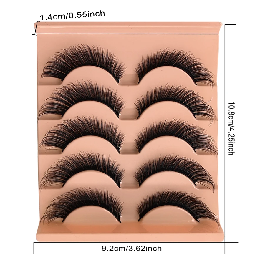 5 pairs with a natural appearance extension of 0.63 inches for cat eyelashes and 8D strip fluffy fox false eyelashes