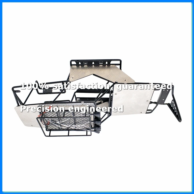 

For 1/10 Scale RC Axial Wraith Metal Roll Cage Frame Body with Roof Rack and Metal Sheets Side Step,Black-SPMI
