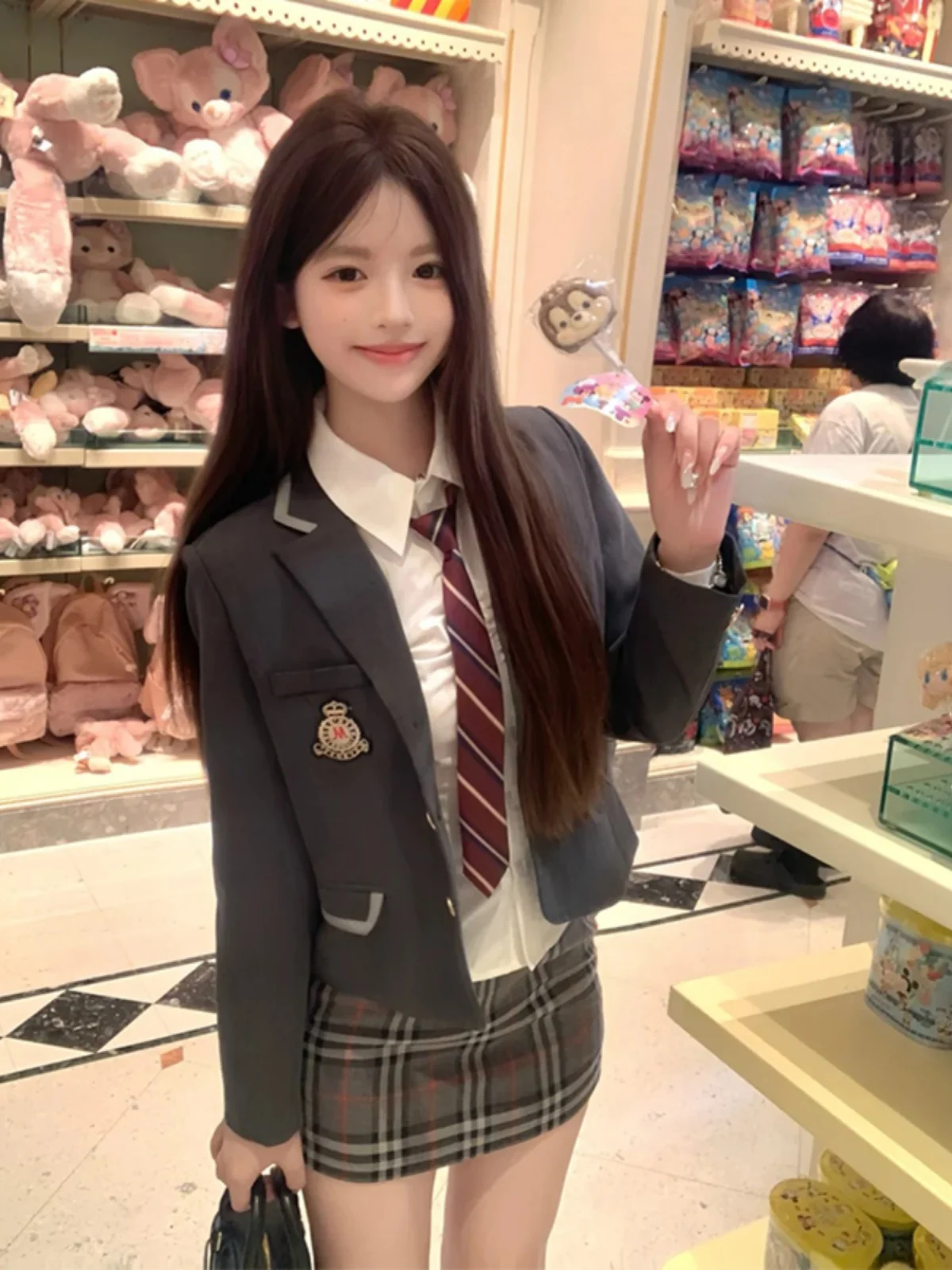 

Autumn Winter Korean Sle High Waist A-Line Skirt Set School orm Dr Sister JK Outfit Tee-Piece Set Pure Desire