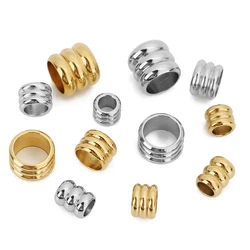 30pcs 3/4/5/6mm Stainless Steel Big Hole Loose Beads Gold Color Spacer Beads for DIY Bracelet Necklace Leather Jewelry Making
