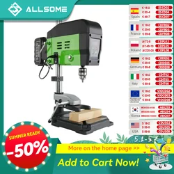 Allsome 4-Speed Cast Iron Benchtop Drill Press Drilling machine Compatible with Makita 18V battery and AC 220V Adapter