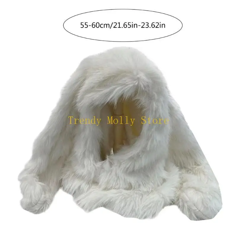 N5kb جميل قبعة بالاكلافا من النساء للنساء سميك قبعة قبعة قبعة مع آذان طويلة في الهواء الطلق.