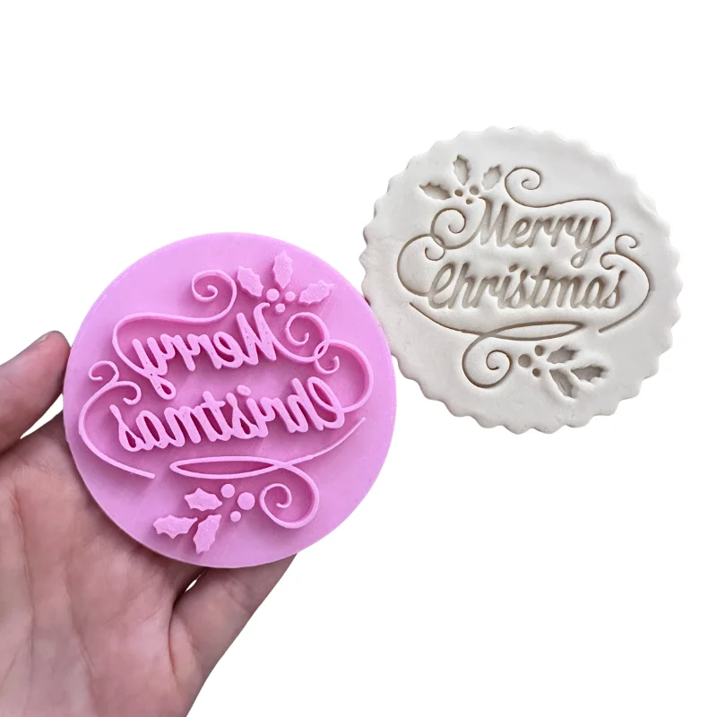 Baking Tool Merry Christmas Cookie Stamp Fondant Stamp Elk Horn Plastic Emboss Cake Mould tool Clay Cake DIY