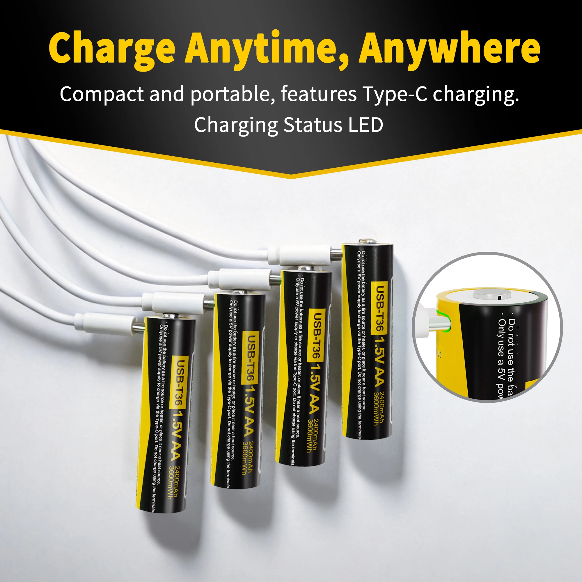 1-50 sztuk LiitoKala USB-T36 1.5V AA 3600mWh akumulator litowo-jonowy USB o dużej pojemności do zdalnie sterowanej myszy bezprzewodowej — zdjęcie 7