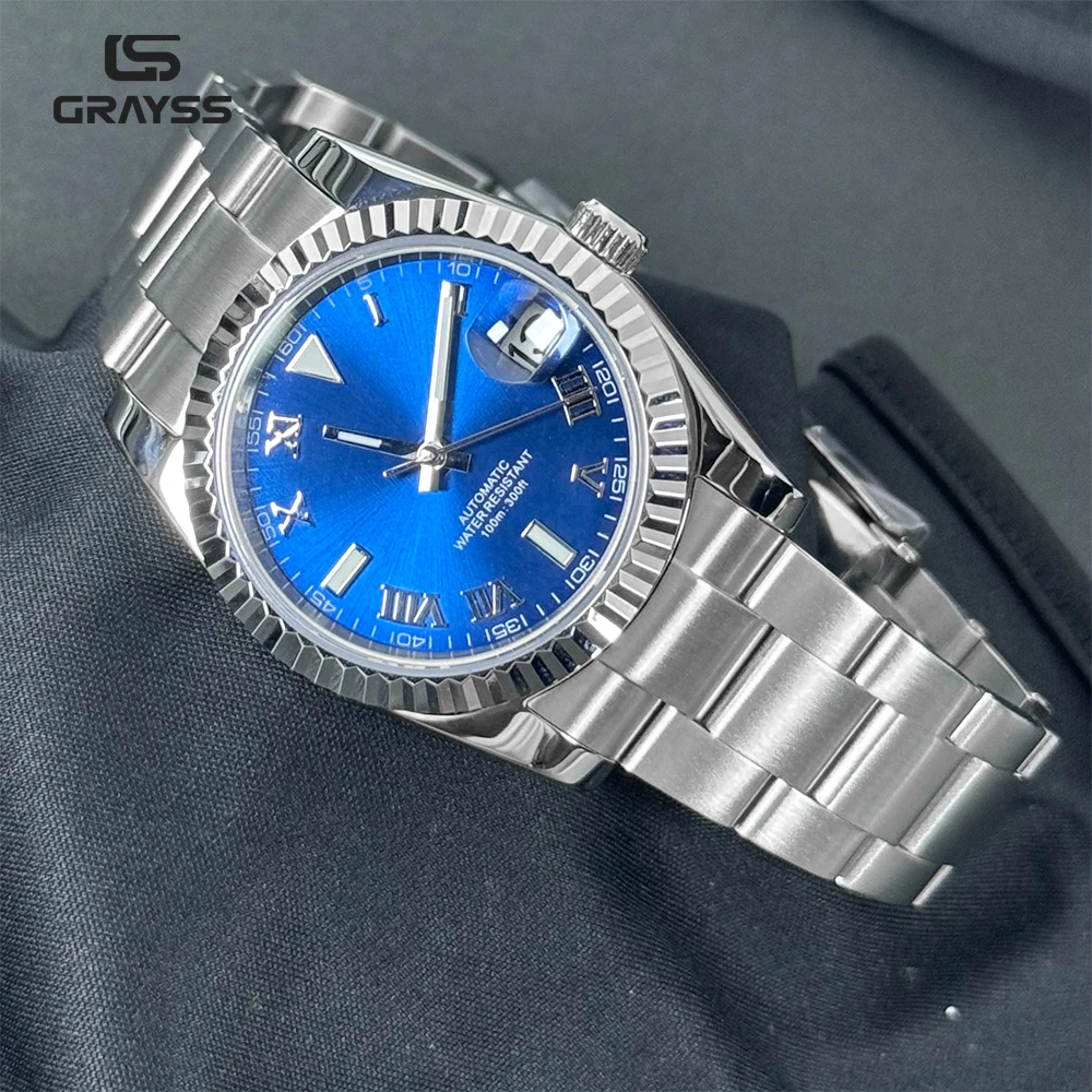 GRAYSS 36/39mm Luxury Roman Dial NH35A  Automatic Watch Mechanical Movt Business Watch for Men Date glass back sapphire glass