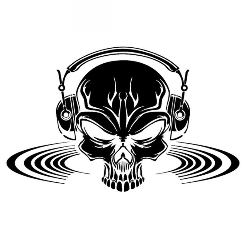 

Skull Earphone Silhouette Sticker High Quality Car Decoration Decal Personalized Pvc Waterproof Decal Black/white, 18cm*11cm