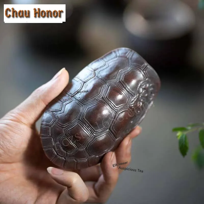 Yixing Zisha Turtle Shell Art Tea Scoop Antique Tea Shovel Chahe Household Awakening Tea Ladle Tea Services Equipment Ornaments