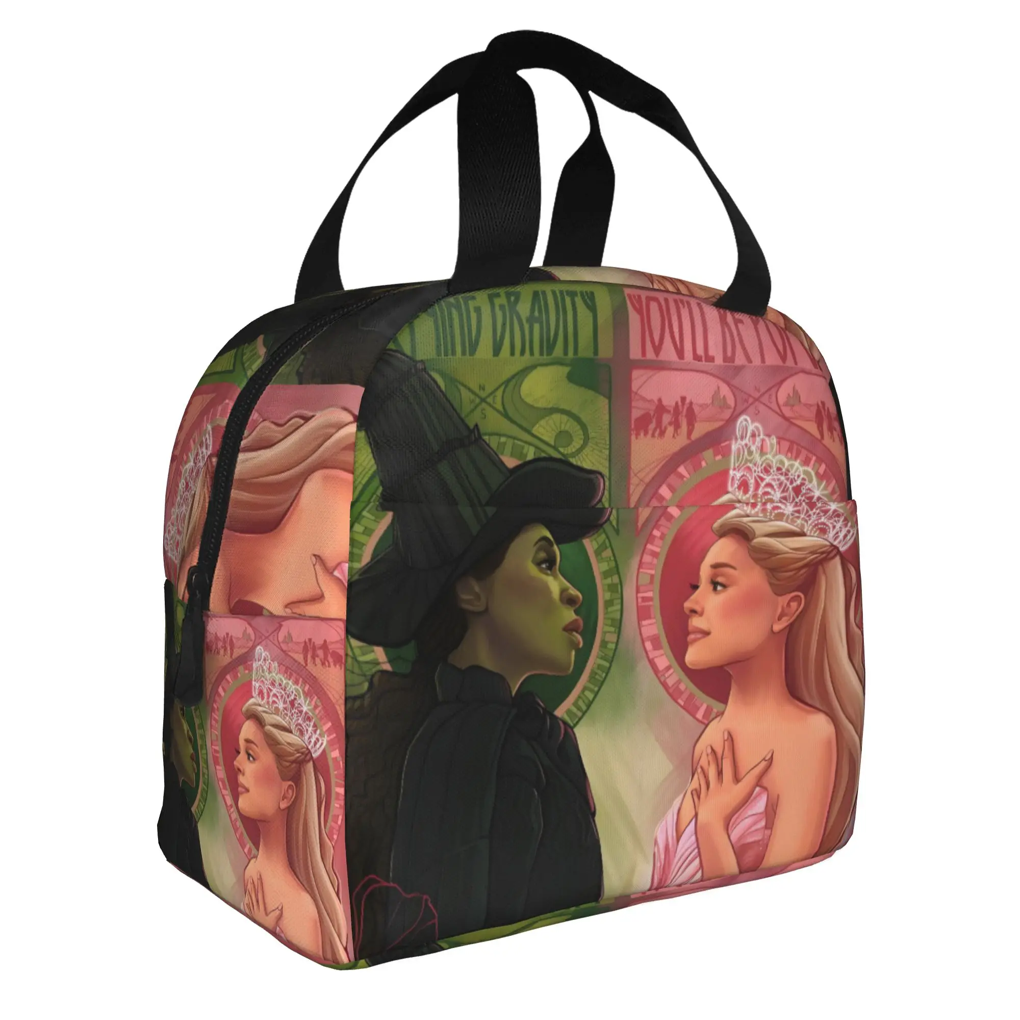 W-Wickeds Cartoon Printed Insulated Lunch Bag for Women Resuable Magic Movie Cooler Thermal Lunch Box Office Picnic Travel