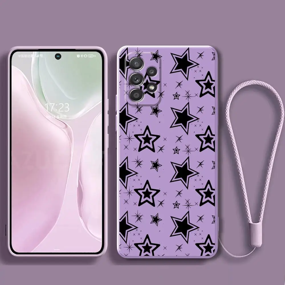 Case for Samsung Galaxy A13 A32 A11 A24 A34 A54 A53 A72 A52 A22 A12 A23 A42 A21s A33 A73 Square Liquid Shining Five pointed Star