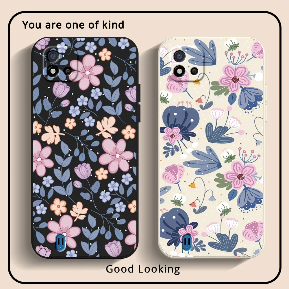 For Realme C11 2021 2020 C67 4G 5G C25S C12 C21Y C25Y C51S C53 C20 C30 Phone Case Soft Silicone Shockproof Back Cover Flower