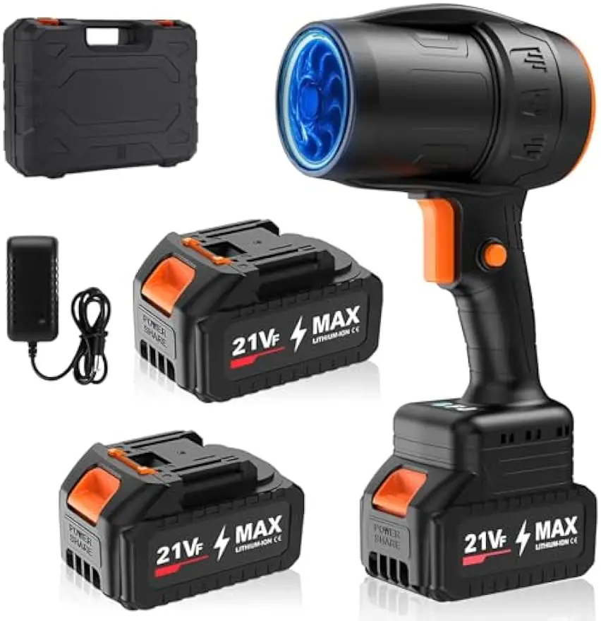 

500,000RPM Cordless Leaf Blower with 2 Batteries & Charger, Lightweight for Patio Lawn Garage Cleaning